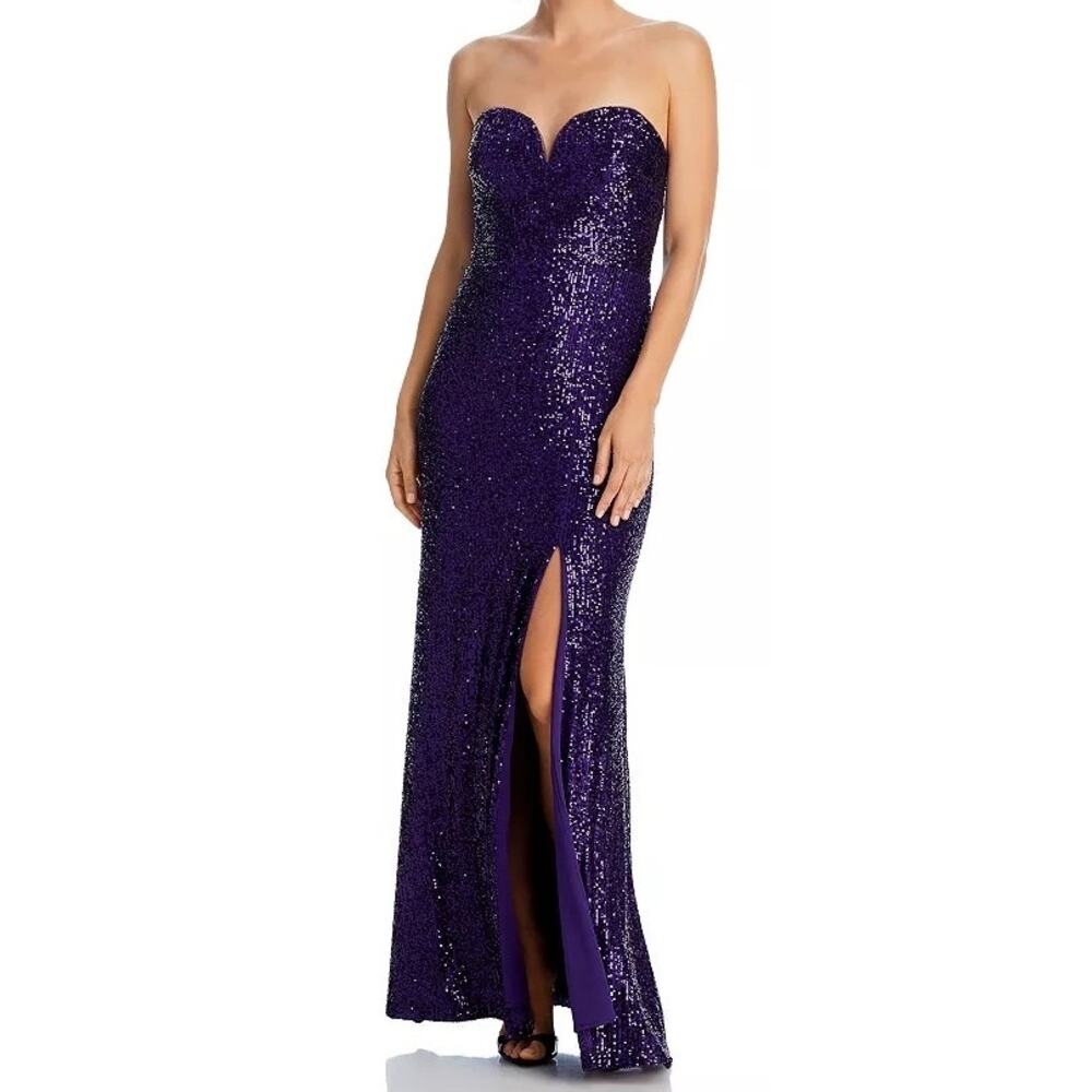 Aqua Purple Evening Gown with Sequins Size 0